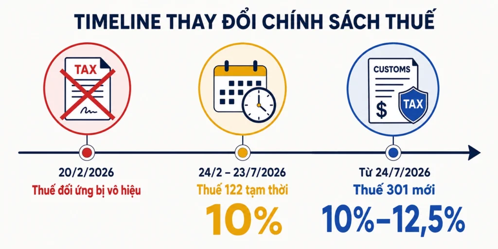 Timeline thay đổi chính sách thuế 122, thuế 301 của Trump